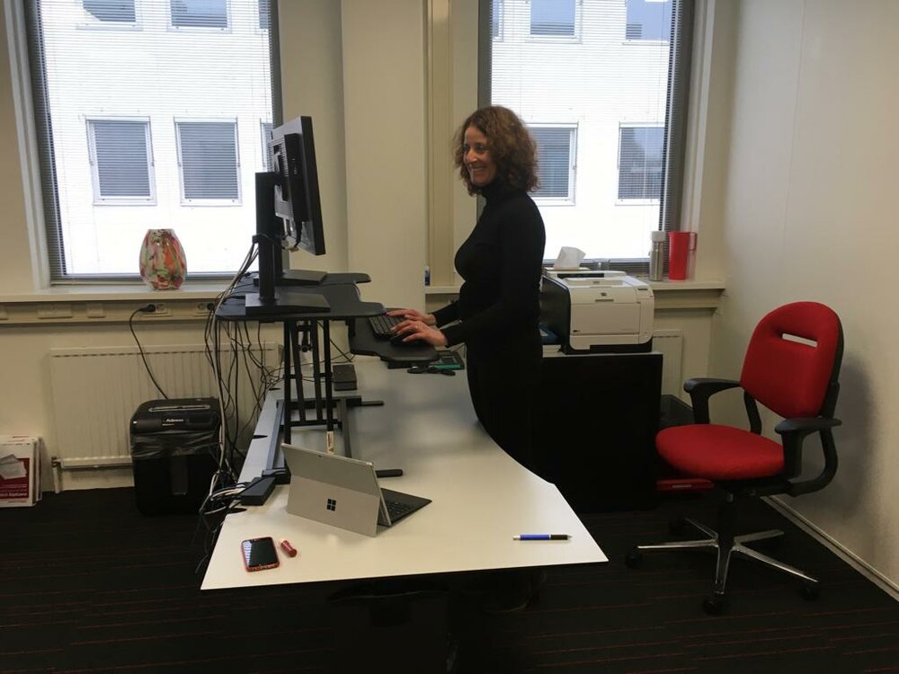 Updesk Cross Gasfeder erh&ouml;hung | Bei der Arbeit fit bleiben | Worktrainer.de