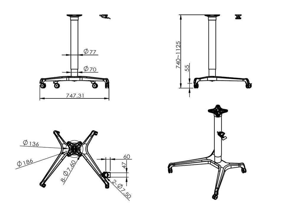 Single Leg Desk H&ouml;henverstellbarer Schreibtisch | Ergonomisch arbeiten | Worktrainer.de