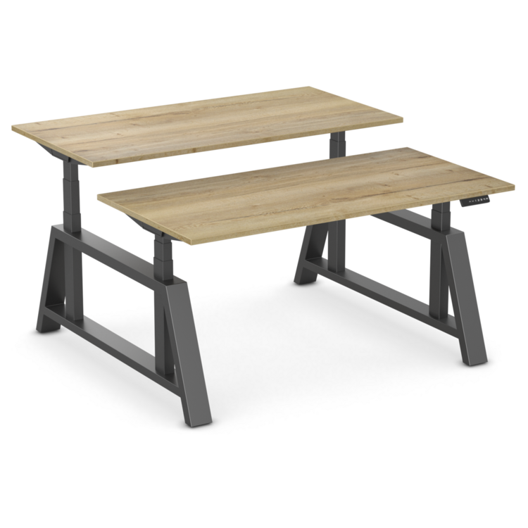 Double Oak Desk Elektrisch h&ouml;henverstellbarer Schreibtisch | Stehen Sie gesund hinter unseren ergonomischen Arbeitsp