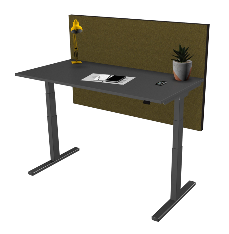 Nyink | Tischblende Single Sitz-Steh-Schreibtische | Mit Aluminiumrahmen