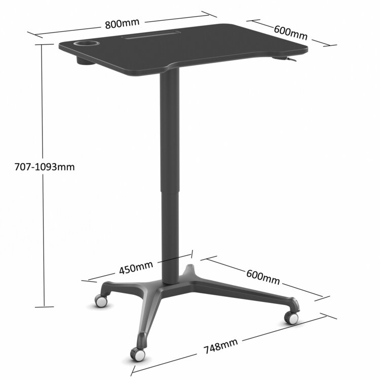 Single Leg Desk | Kleiner H&ouml;henverstellbarer Schreibtisch