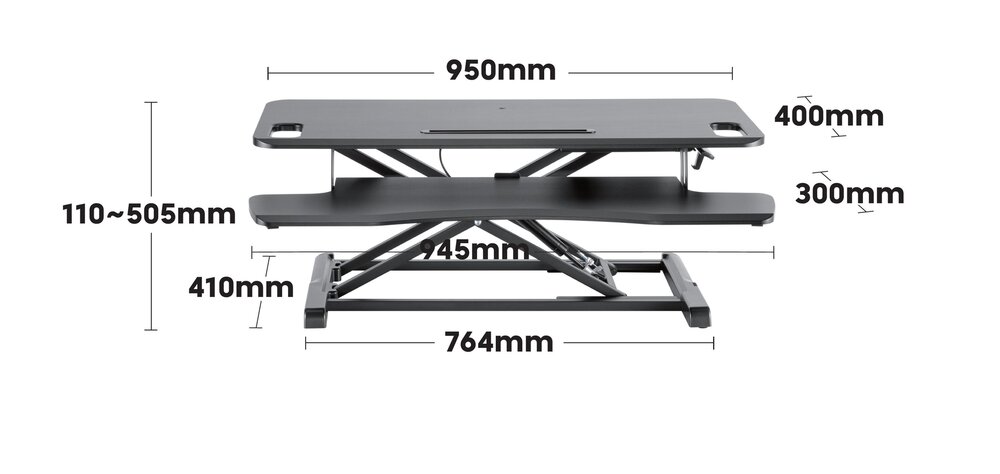 UPdesk Cross Large | Sitz Steh Erh&ouml;hung Gasfeder 