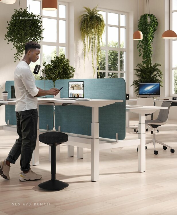 Doppelter Sitz-Steh-Schreibtisch - SteelForce 670 Workbench| H&ouml;henverstellbarer Schreibtisch| Memory Display| verste