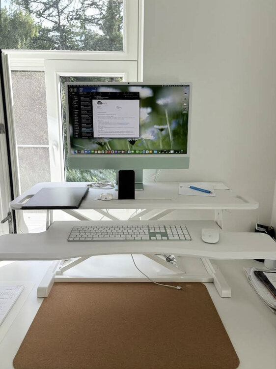 Updesk Cross Gasfeder erh&ouml;hung | Bei der Arbeit fit bleiben | Worktrainer.de