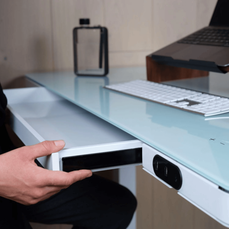 LifeSpan | H&ouml;henverstellbarer Schreibtisch mit Glasplatte