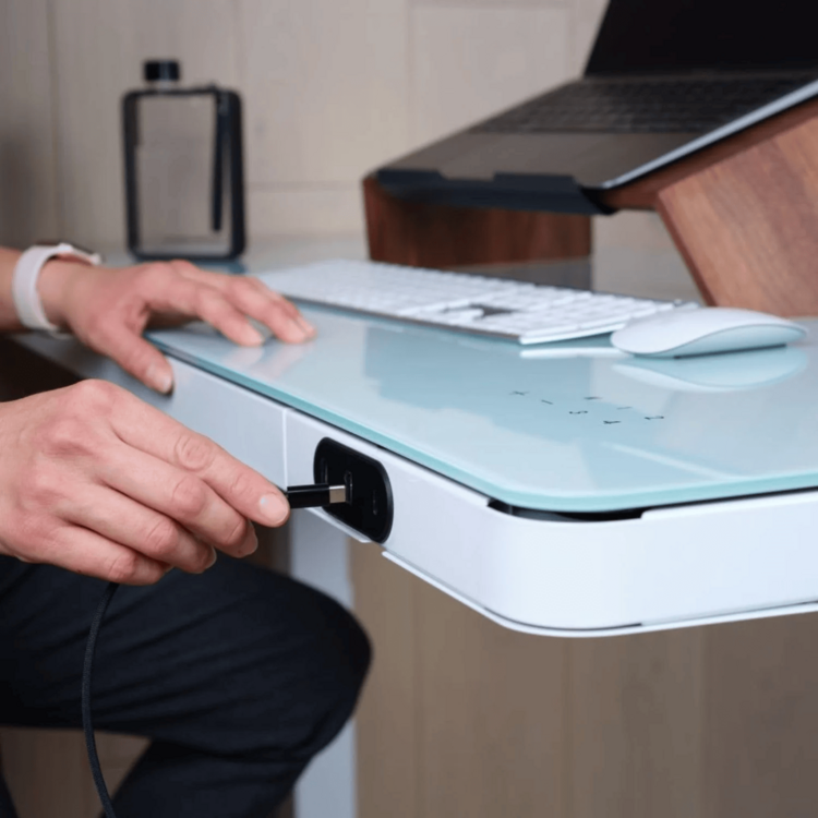 LifeSpan | H&ouml;henverstellbarer Schreibtisch mit Glasplatte