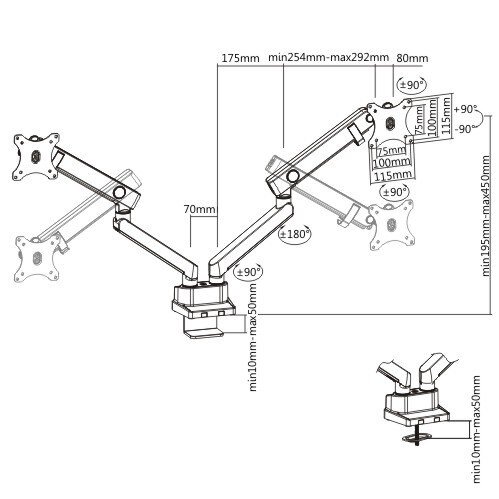 Abmessungen monitorarmen