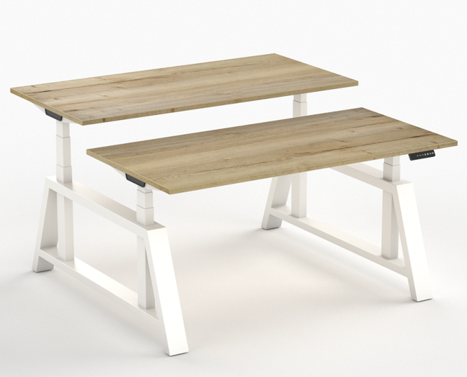 Double Oak Desk Elektrisch höhenverstellbarer Schreibtisch | Stehen Sie gesund hinter unseren ergonomischen Arbeitsp