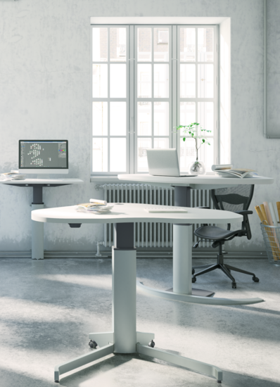 Sitz-Steh-Tisch 501/19| worktrainer.de | Gesund am Arbeitsplatz| sitzen und stehen| Gruppenarbeit| aktive Körperhalt