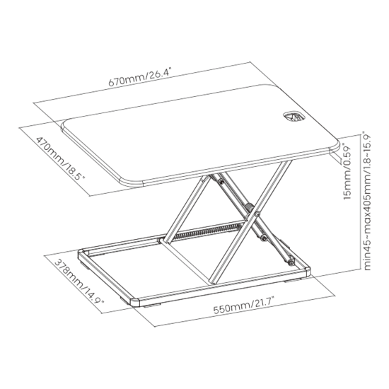 Schreibtischerhöhung - Ultra Slim Mini Desk | Worktrainer.de