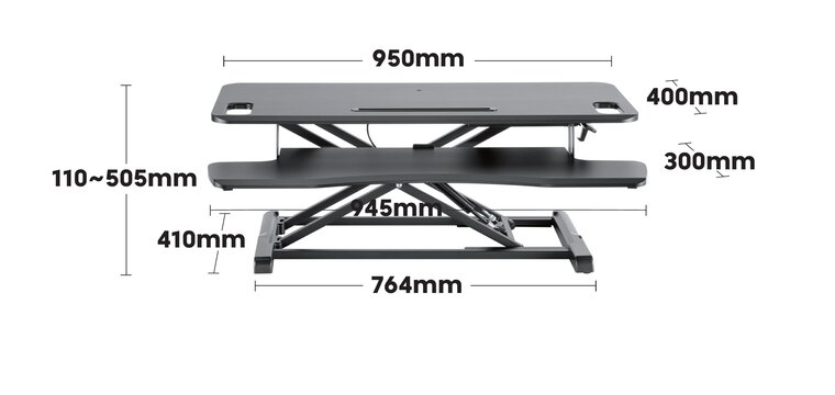 UPdesk Cross Large | Sitz Steh Erhöhung Gasfeder 