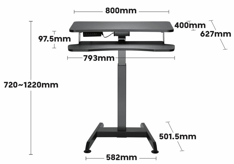Updesk High Elektrisch | Kleiner Höhenverstellbarer Schreibtisch 