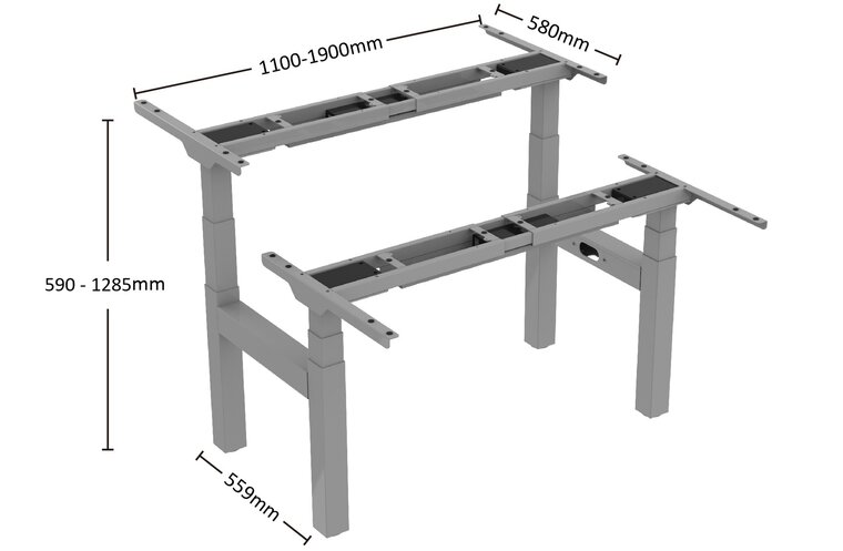 BasicDesk Duo | Höhenverstellbarer Doppelschreibtisch