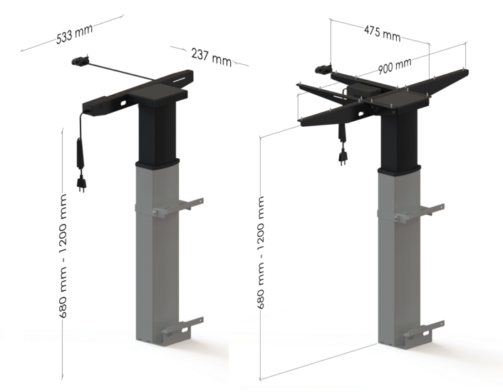 Conset 501/19 Wall | Höhenverstellbarer Wand Schreibtisch