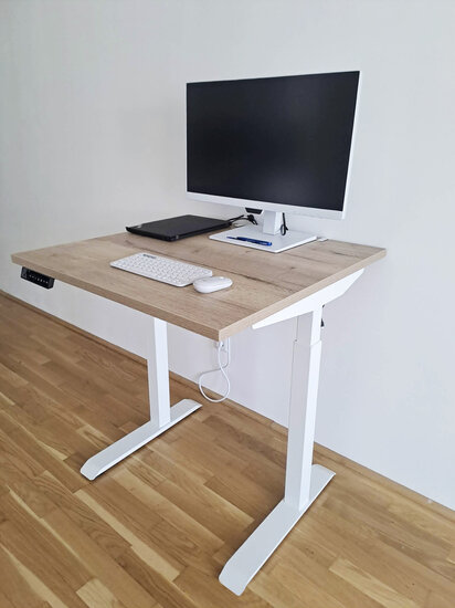 Kleiner Sitz-Steh-Schreibtisch SteelForce 100 - Handkurbel und Rollen| sitzen und stehen | Bewegung am Arbeitsplatz| Ergonomie