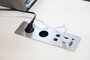 Table Top| Evoline-Einbau-Tischmodul| Stromversorgung| Steckdosen| aufgeräumter Arbeitsplatz|worktrainer.de