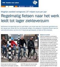TNO - Radfahren führt zu weniger Fehlzeiten