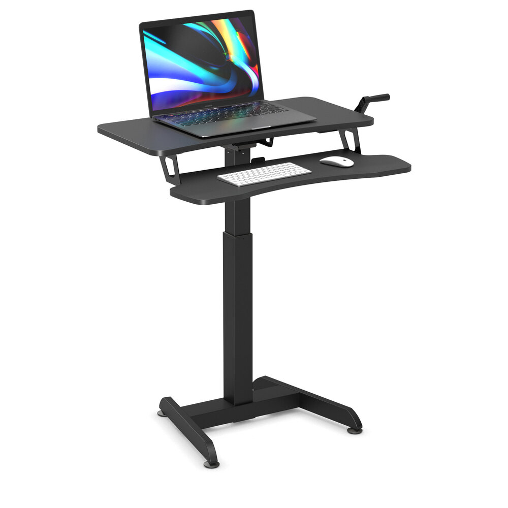 UPdesk High | Kleiner Sitz-Steh-Schreibtisch mit Handkurbel