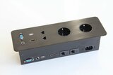 Table Top| Evoline-Einbau-Tischmodul| Stromversorgung| Steckdosen| aufgeräumter Arbeitsplatz|worktrainer.de