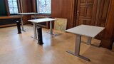 Sitz-Steh-Schreibtisch AluForce 140 - Handkurbel| Manuell verstellbarer Sitz-Steh-Schreibtisch | Gesund und aktiv arbeiten| 