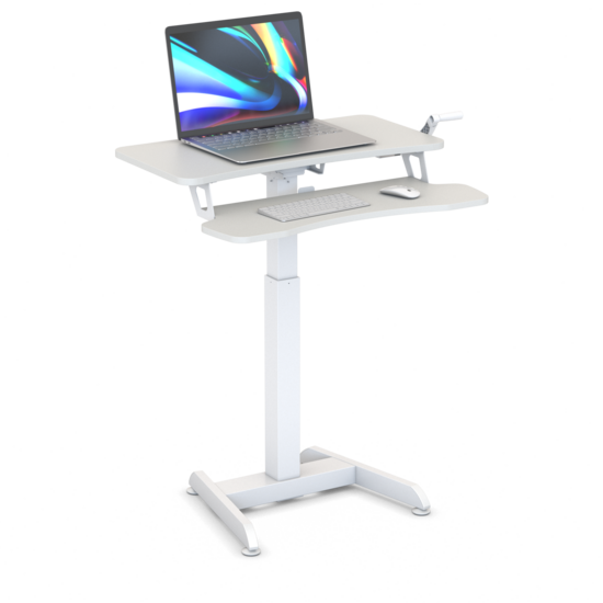 UPdesk High | Kleiner Sitz-Steh-Schreibtisch mit Handkurbel