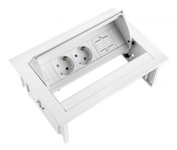 Weiße Einbausteckdose - Power Desk In | Worktrainer.de